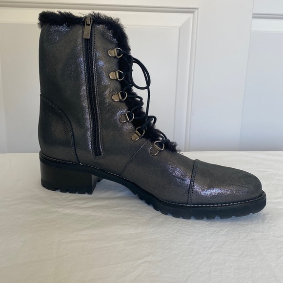 Peter Kaiser Leather Lace Up Ankle Boots Silver Gray - Picture 6 of 16